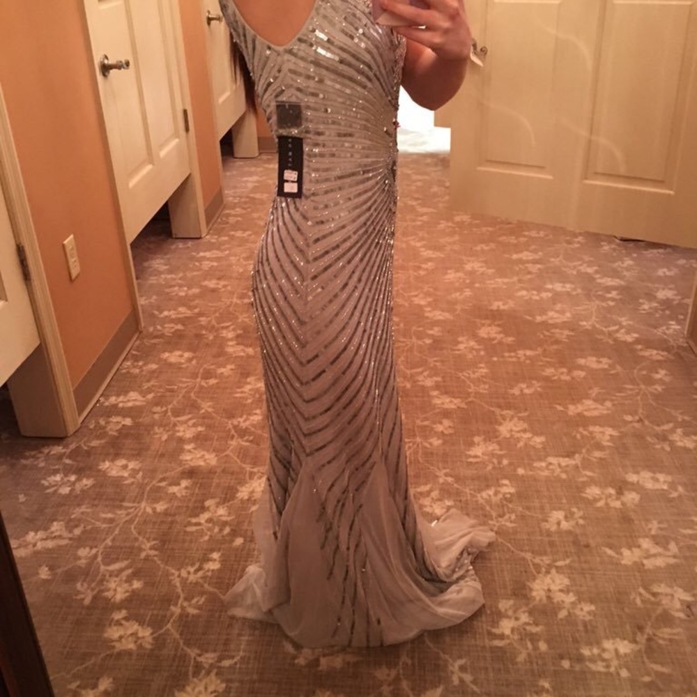 Aidan Mattox Silver Prom Gown - Picture 8 of 8